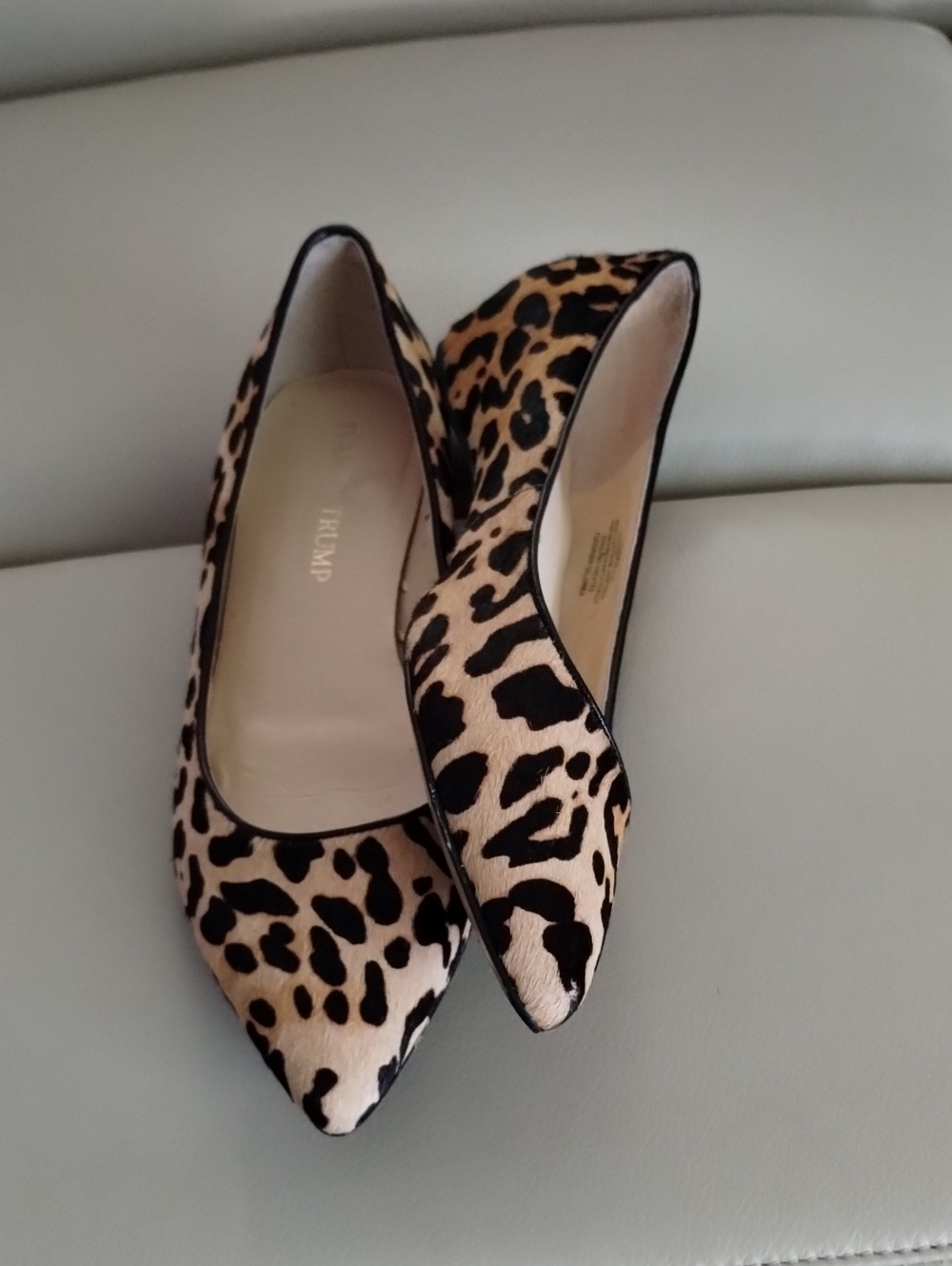 Ivanka Trump Leopard and Black Pointed Flats Size 6.5M